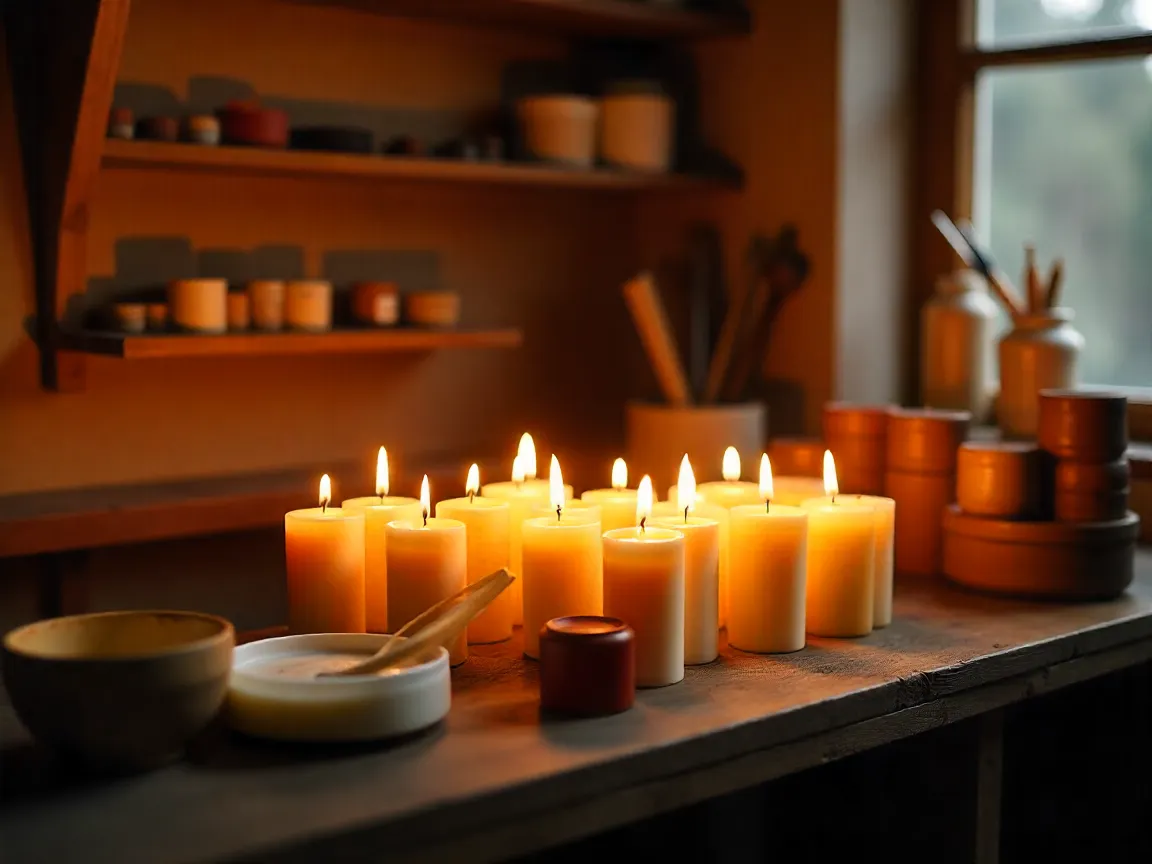 Lysverksted atmosfære med håndlagde stearinlys